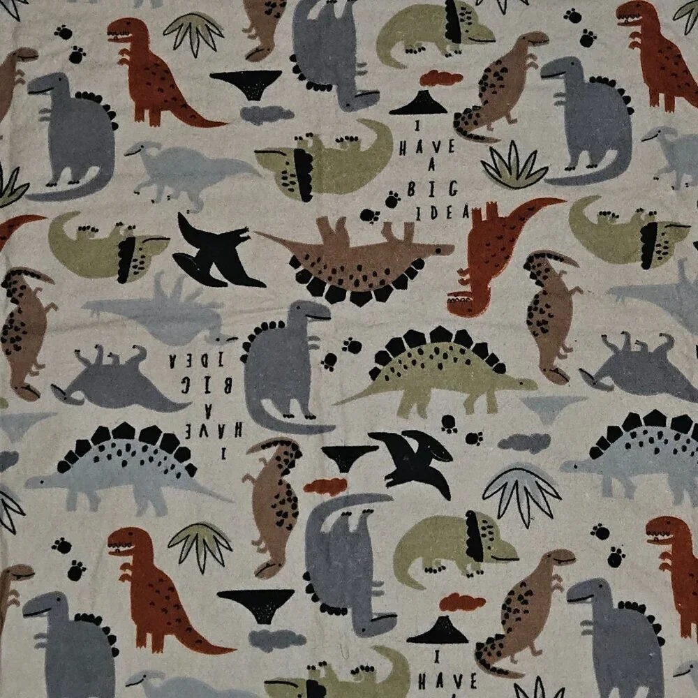 Gerber Tan Dinosaur Receiving Blanket 100% Cotton Brown Volcano I Have Big Idea